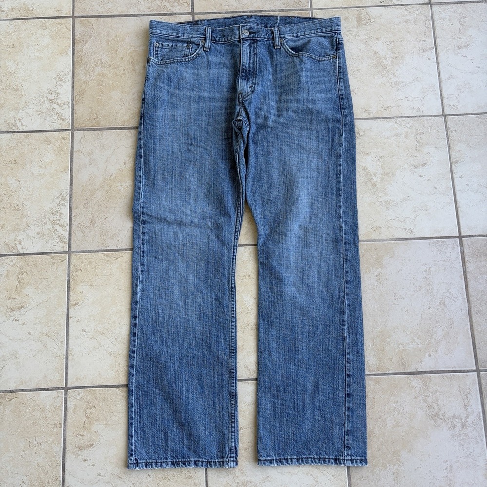 Levi's 514 Jeans Mens 38x32 Blue Slim Straight Faded Y2K Denim Grunge Distressed